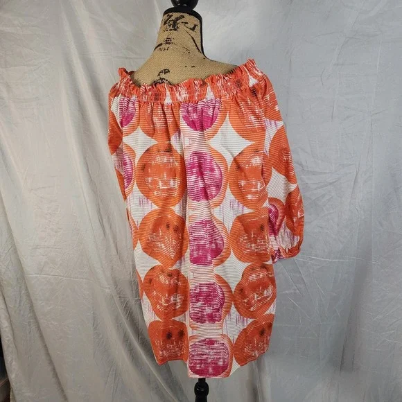 ASHLEY STEWART Size 22/24 Off Shoulder Raglan Sleeve Colorful‎ Cotton Blend Top - Picture 11 of 15